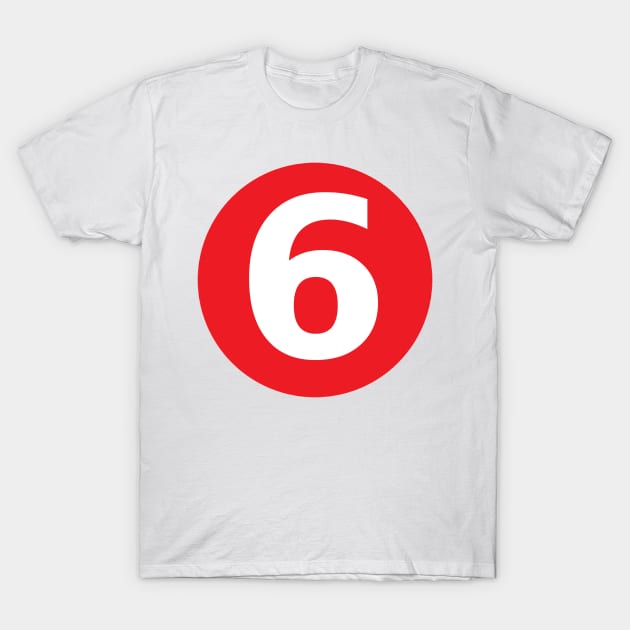 Number 6 Big Red Dot Letters & Numbers T-Shirt by skycloudpics